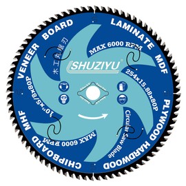 LSHUZIYU 10"(254MM)-80T, Super Thin Kerf 0.079", Arbor 5/8", Anti-Stick Coating, Circular Saw Blade, FRAMING&Ripping, for Laminate, Veneer Board, Plywood, Hard Wood, MDF and HDF Cutting