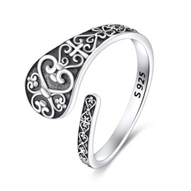 Vadmans Celtic Knot Ring Sterling Silver Adjustable Celtic Heart Open Ring Irish Jewelry Gifts for Women