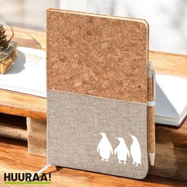 Huuraa Notebook Penguins Silhouette Gift DIN A5 80 Sheets Including Ballpoint Pen Penguins Gift Idea