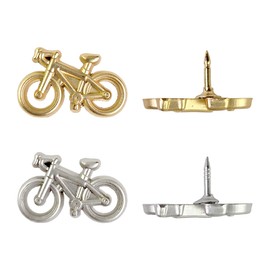 Bicycle Push Pins - Gold Metal Bike Pins - for Cork Board, Maps, or Lapel Pin Use - Designed in USA - Set of 10
