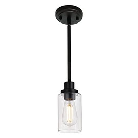 MELUCEE Black Pendant Light 1-Light Modern Dining Room Lighting Fixtures Hanging Mini Chandelier Lighting for Kitchen Island, Pendant Lamp Ceiling Hanging for Stair Hallway