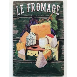 Tin Sign 20 x 30 cm Domed Le Fromage Cheese Cheese Varieties Vintage Decorative Gift Sign