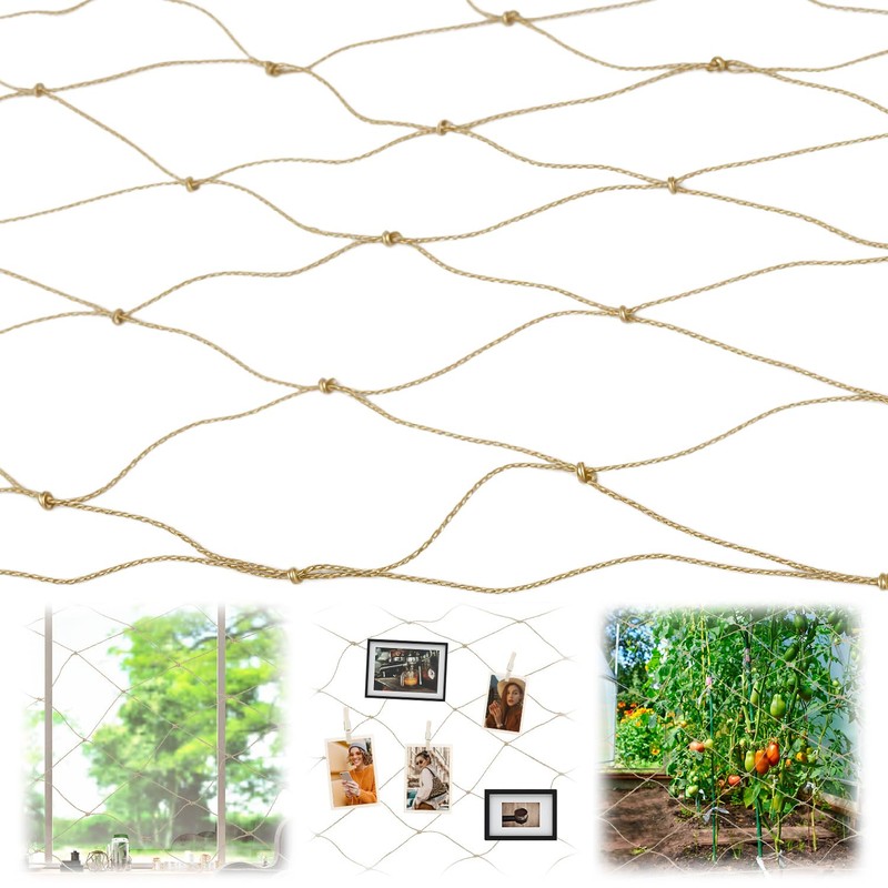 QWORK® Jute Support Netting, 1x5m Plant Climbing Netting with 10M