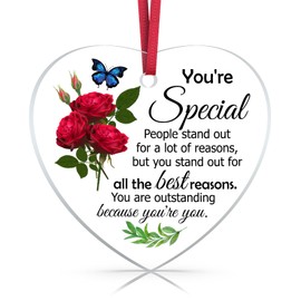 HiHueee Acrylic Hanging Ornament - Thank You Gifts for Women & Men, Appreciation Gifts for Coworkers, Teacher, Nurse, Doctor - Christmas Ornament - Red, Green, Silver, Gold - Modern Style