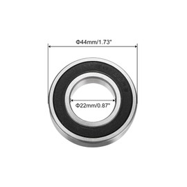 sourcing map 60/22-2RS Deep Groove Ball Bearing, 22mm x 44mm x 12mm High Carbon Chrome Steel Z1 Double Rubberised Bearing