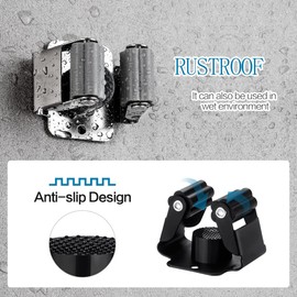 JAMEND CLXP 12PCS Broom and Mop Holder, Heavy Duty Garden Tool Organizer Rack Rake and Shovel Handle, Stainless Steel Mop Hanger. Wall Mounted Utility Rack with Screws, Silver