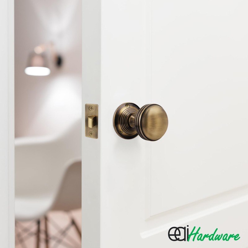 EAI Lined Door Knob Set Antique Brass | 1 Pair