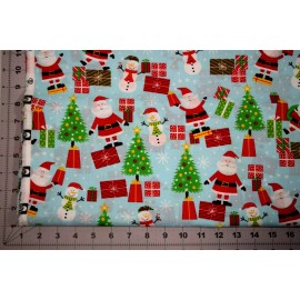 Santee  Santa Snowman Gifts Christmas Fabric 100% Cotton FQ (18" x 22 inches) New