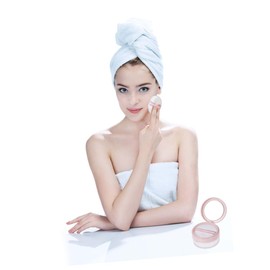 TOVINANNA 3pcs Powder Puff Case Empty Makeup Powder Container Loose Powder Containers with Puff Loose Powder Jar Powder Puff and Container Talc Sifter Sieve Cute With Cover Box Travel Pink