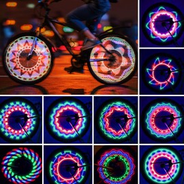 TGJOR LED Waterproof Bicycle Spoke Tire Lights - 32 LED, 32 Patterns, Mountain & Road Bikes (Two Lights)