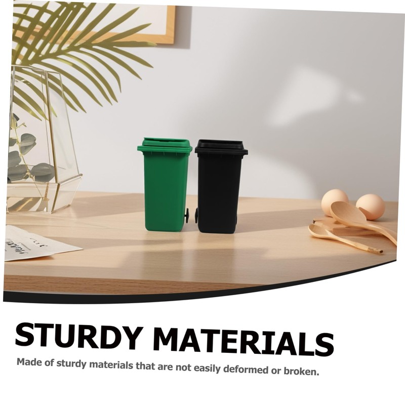 Operitacx 2pcs Recycle Bin Mini Wheelie Bin Trash Can Pencil
