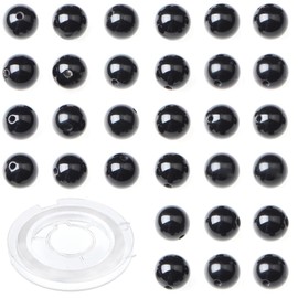 CMBYN Natural Stone Genuine Stones DIY Black Onyx Round Beads 8mm 100pcs Beading Loose Gemstone Hole Size 1mm Charm Smooth Beads for Bracelets Necklaces Earrings (Black Onyx 8mm)