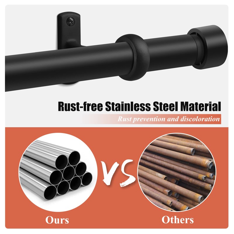 1 Inch Curtain Rods for Windows, 66 to 120 Inch