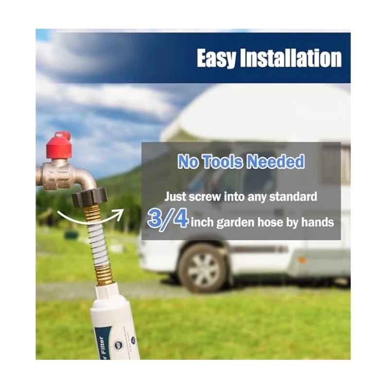 Future Way 4-Pack INLINE RV Water Filter Reduces Odors Sediments