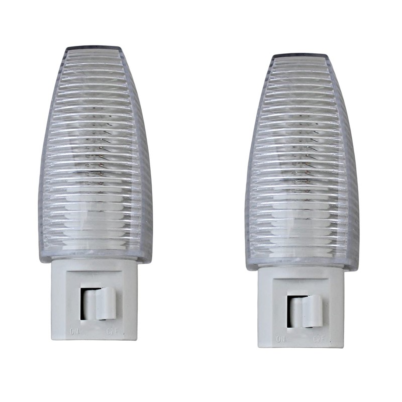 Set of 2 Night Light On/Off Switch UL Certified White
