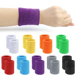 Pack of 18 Sweatbands Wrists, Colourful Sweatbands Wrists, Neon Sweatband Children, Elastic Sweatbands, Fitness Sweatband for Football, Basketball, Tennis, Gymnastics