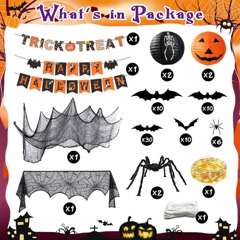 Halloween Decorations Indoor Party Bundle - Happy Halloween & Trick