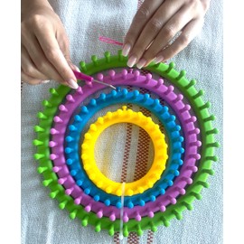 MAHITOI Long Loom Set, 4 Assorted Size & Color, Anchor Pins, Knit Baby Blanket, Hat, Sock, Shawl, Glove, Scarf, includes a Yarn Hook & a Needle, a Fit Craft Kit Tool for Giveaways Souvenirs, Gifts