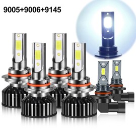 SHENKENUO For Jeep Grand Cherokee 1999-2010 6X LED Headlight Bulbs Hi/Low Beam Fog Lights