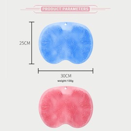 TOEECY Pack of 2 Bath Mat Non-Slip Foot Cleaning Cushion Back Massages Shower Mat with Suction Cups Multifunctional for Foot Massage or Back Cleaning (Pink & Blue)