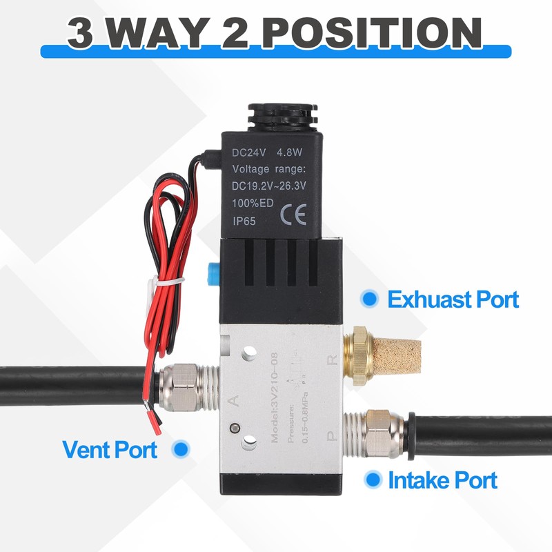 MECCANIXITY 1/4 Inch Pneumatic Valve 12V, 3 Way 2 Position