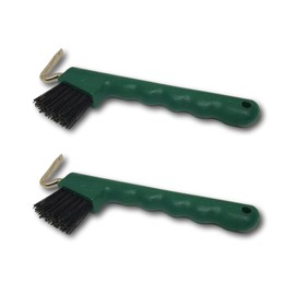 Hoof Pick for Horses Donkey Goats Hoof with Extra Stable Brush and Ergonomic Handle (2 x Green)