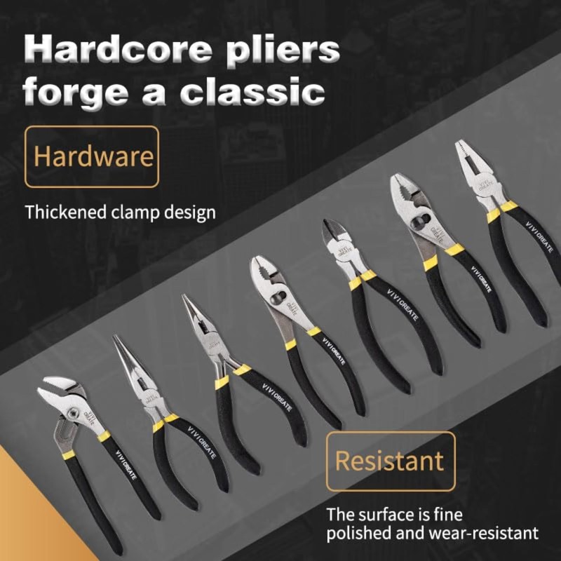 Vivicreate 7-Piece Pliers Set Heavy Duty Multipurpose Tools for Home