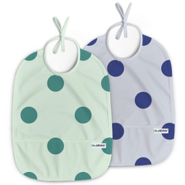 Nombear ® Sleeveless Bibs for Baby - Waterproof Baby Bibs 6-12 Months for Baby Led Weaning, Sleeveless Baby Bibs, Washable Bibs, Baby Food Bibs, Baby Bibs, Pack of 2, Blue and Green (2 Pack)