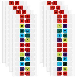 COMNICO 8 Sheets A-Z tabs Sticky Alphabet Labels Tabs Colorful Letter Index Tabs for Notebook Textbook Dictionary Book (208pcs)