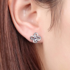 Privie Women's Flower Motif, 925 Cubic Zirconia, Cute, Stylish, Popular, Korean Fashion, Hypoallergenic, Gift, Birthday, Anniversary, Girlfriend, Wife, Friends, Exquisite Design, Daily Use, Gift Box