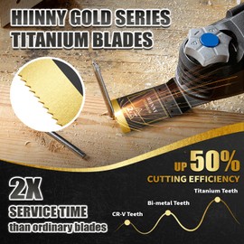 Hiinny 3PCS Titanium Oscillating Tool Blades, Professional Universal Titanium Oscillating Saw Blades Multitool Blades Kits for Metal Wood Plastics, Dewalt Milwaukee Ryobi Fein