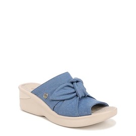 BZees Womens Smile Machine Washable Comfort Wedge Sandal Blue