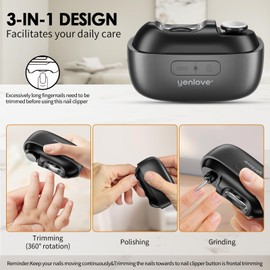 Electric Nail Clippers,3 in 1 Electric Nail Trimmer with Polisher,Automatic Fingernail Trimmer Nail Clipper for Men, Kids, Seniors and Adults