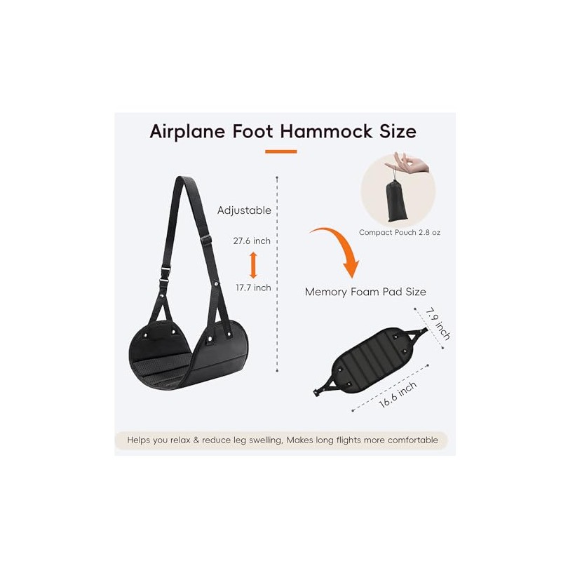 Foot Hammock for Plane Travel, Airplane Foot Hammock, Adjustable Foot