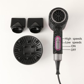 YOLOONLY Ionic Hair Dryer, Frizz Free Fast Dryer with Diffuser, 1800W Professional Ionic Hair Blow Dryer with 3 Heat/2 Speed, 3 Temperature & 2 Wind Speed for Women and Men (Black)