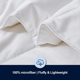 Serta All Seasons Lightweight Feather Down Comforter King Size Microfiber Cover Down Proof Fluffy Medium Warmth Duvet Insert with Corner Tabs White
