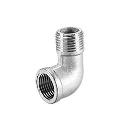 sourcing map Stainless Steel 201 Cast Pipe Fittings 90 Degree Elbow 1/2 BSPT Female X 1/2 BSPT Male Thread