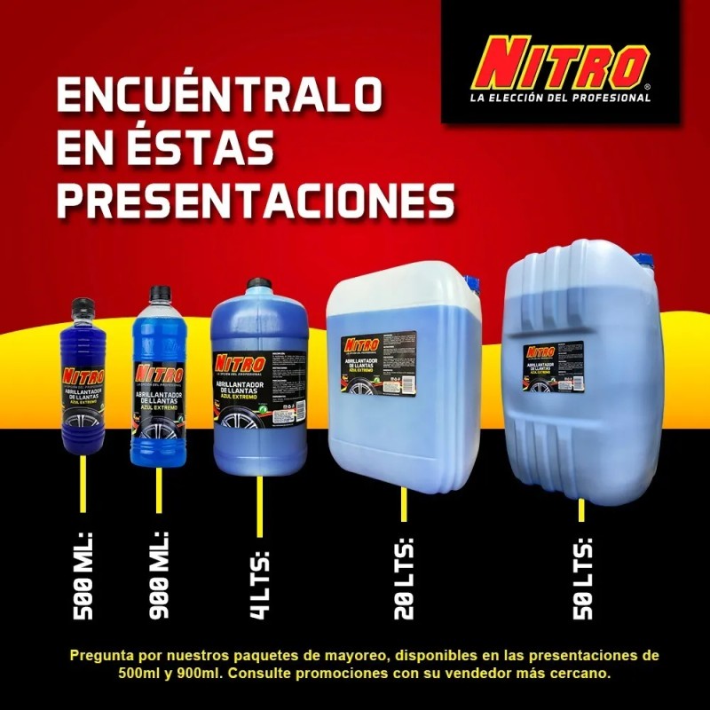Nitro Abrillantador De Llantas Azul Extremo 4 Litros Azul