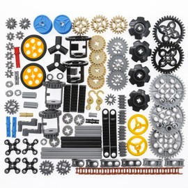 116 Pcs Compatible with Technic-Block MOC Parts for Building Toys,Engine Kit Wheels Chain Link Gear Rack Steering Wheel Gears-Axle-Pin-Connector,Compatible with Mainbrands-Technical-Parts