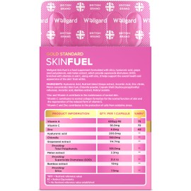 Wellgard Skin Fuel - Hyaluronic Acid, Bamboo Silica, Vitamin C, Zinc, Collagen Support, Vitamins for Skin, Vegan, 30 Capsules