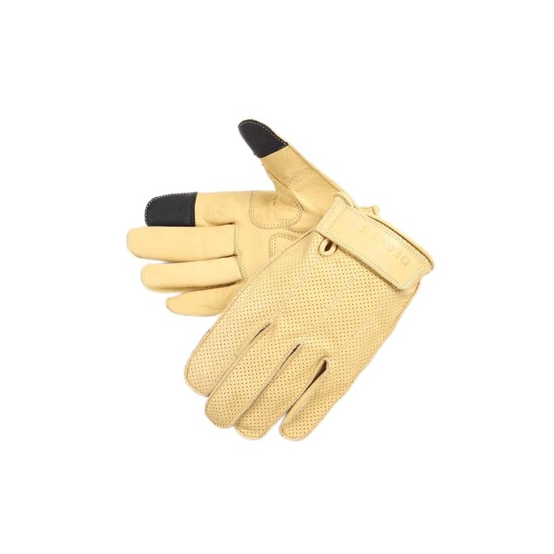 Degner TG-59M Mesh Leather Short Gloves for Motorcycles, Tan XL,