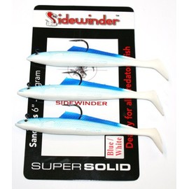 Sidewinder Sandal bait / fishing bait, 25 g, 15 cm (6 inch), 3 pieces, blue/white