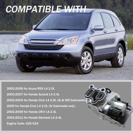 AUCERAMIC 15810RAAA03 VTEC Solenoid Spool Valve w/Oil Pressure Switch & Gasket Fit for 2002-2011 Honda Civic CR-V Element Accord, 2002-2006 Acura RSX L4 2.0L 2.4L K20 K24 15810-RAA-A03