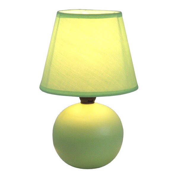 Simple Designs LT2008-GRN Mini Ceramic Globe Matching Fabric Shade Table Lamp, Green