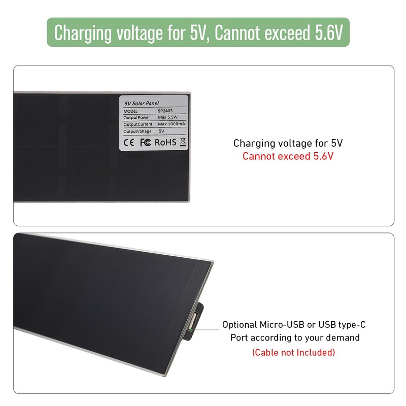 Blinds Motor Solar Charging Panel USB 2.0 Interface, 5V 5W
