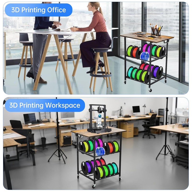 24"x16" Flexible Moved 3D Printer Stand with Filament Storage, 3D