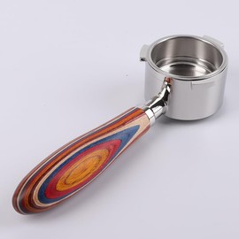 CAPFEI Bottomless Portafilter 51 mm Only Compatible with DeLonghi Dedica EC680/EC685/EC885 with 3 Ears, Filter Basket 0.3 mm Pores, Colour Wooden Handle