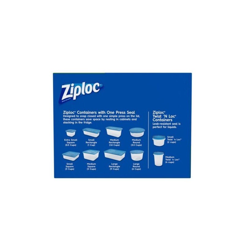 Ziploc 1.5 Pt. Small Square Food Container with Lids (4