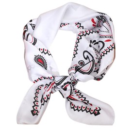 FAIRYGATE Seidenschal Damen Schal Weiß Seidentuch 70x70 cm große quadratische Schals für Frauen Seide Retro Quadrat Druck Kopftuch Mädchen Bandana Halstuch Haarschmuck DA2220