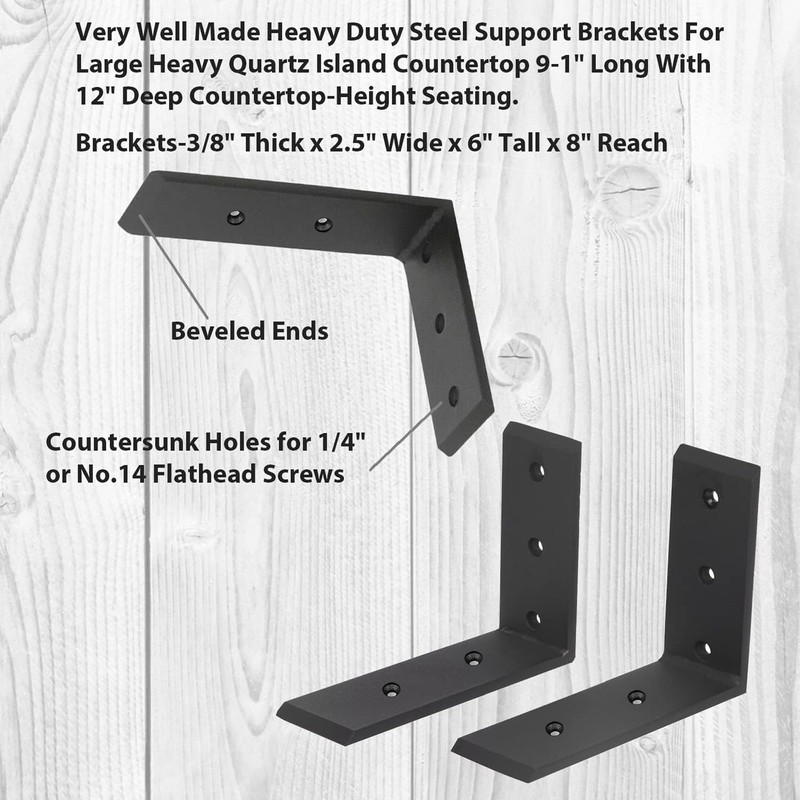 ECOTRIC 4Pcs Heavy Duty Countertop Support Brackets 8 x 6